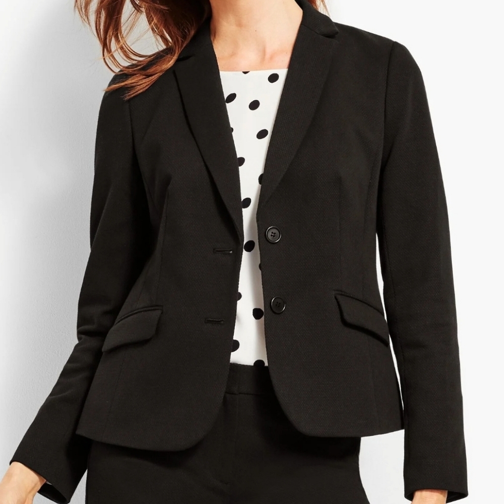 TALBOTS Scandi Girl Blazer Long Sleeve Career Business Italy Black Size 8 Office